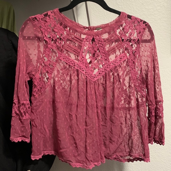 Free People maroon lace top - Picture 1 of 4